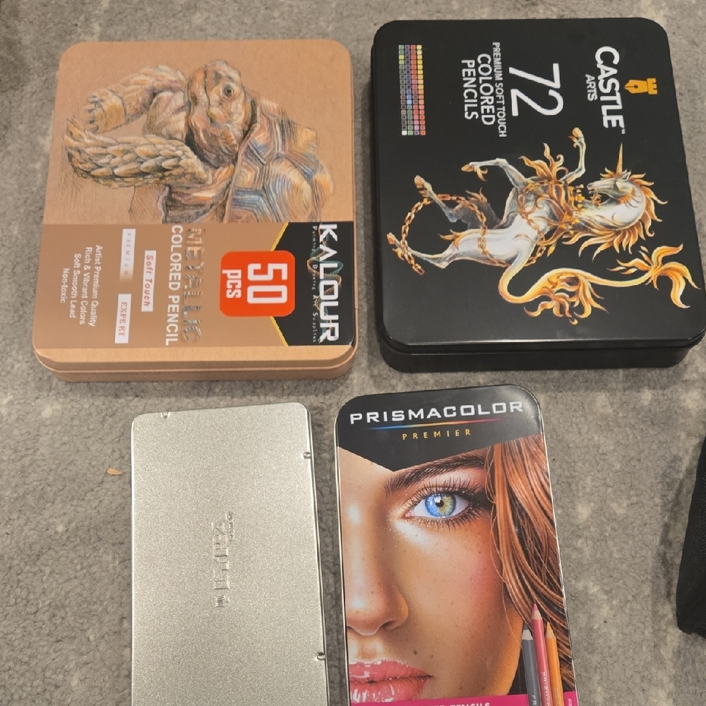 Set Of Black Storage Pouches for Markers And Tin Colored Pencil Cases - Picture 3 of 10